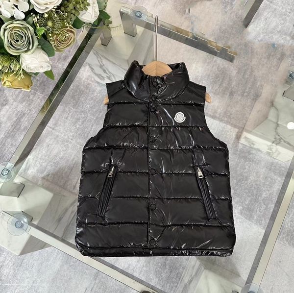 Baby Weste Kid Designer Down Jackets Kinder Weste Mädchen Jungen ärmellose Stand Collar Neugenähte Buchstaben Reißverschluss warm warmes Winter Outwear Schwarz Weiß