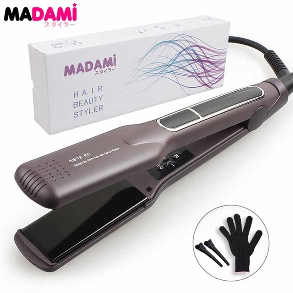 Alisadores de cabelo Cabelo coreano De alisadores de ceratina Flutuando placa larga Cerâmica Cerâmica Ferro plano Tensão dupla Cabelo Curling Iron Salon Styler 230821