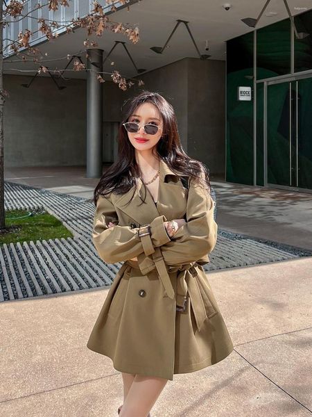 Damengrabenmäntel Khaki Coat für kleine Frauen 2023 Frühlings- und Herbst Senior Senior In diesem Jahr koreanische Version lose Kurzfilm Is