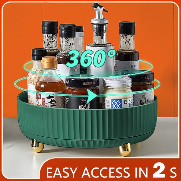 Organização de armazenamento de alimentos Define 360 ​​Rotation Non-Skid Spice Rack Pantry Penry Turtable com um organizador rotativo de banda de base ampla para tempero de cozinha S 230821