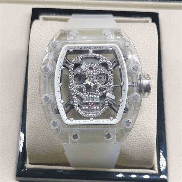 RM05201 Superclone Aktif Tourbillon Mens İzle Kişilik Moda Serin Şeffaf RM52 Kafatası Spor Su geçirmez OUT DOLA KARAR KARAR KAPULU MEKANİK 2 T4X8