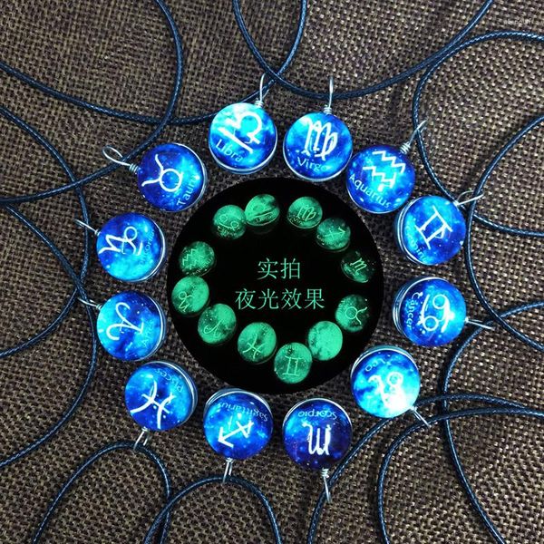 Colares pendentes Colar zodíaco luminoso para mulheres Y2K Trendy corean Silver Chain Jewelry Acessórios de roupas de rua