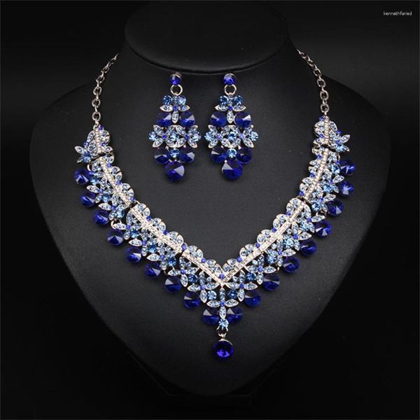 Catene Crystal Rhinestone Necklace Oreging Set Abiti da sposa europei e americani Abiti all'ingrosso degli accessori per la moda femminile