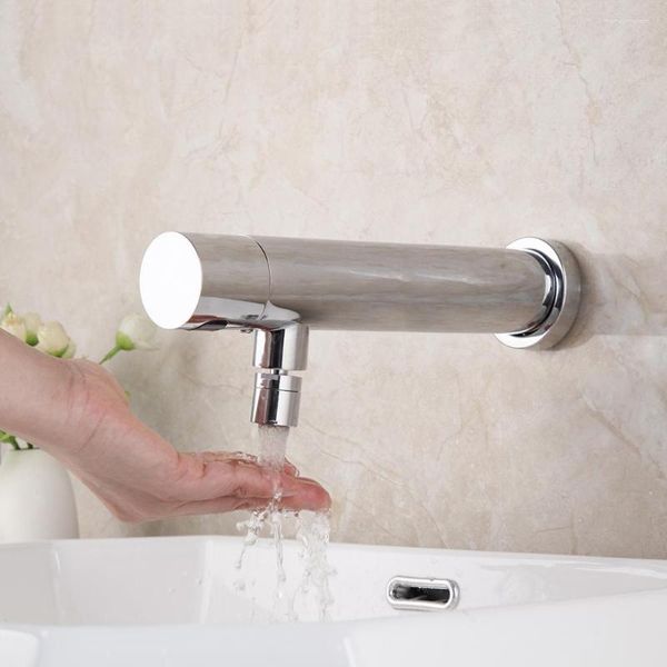 Waschbecken Wasserhähnen Toilette Wasserhahn Wandmontage Sensor Automatische Hände kostenloser Touch Basin Kalthahn