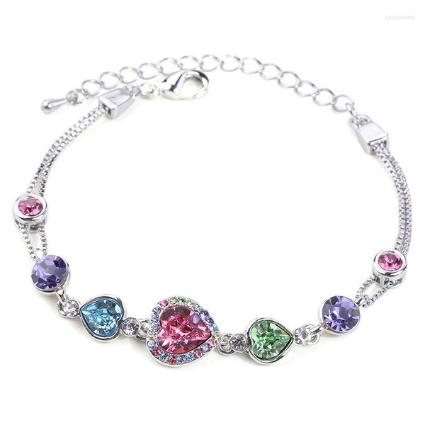 Link Bracelets BN-00203 Austríaca Crystal Heart Bracelet oferece jóias de moda coreana para mulheres 8 de março do dia da mulher esposa esposa