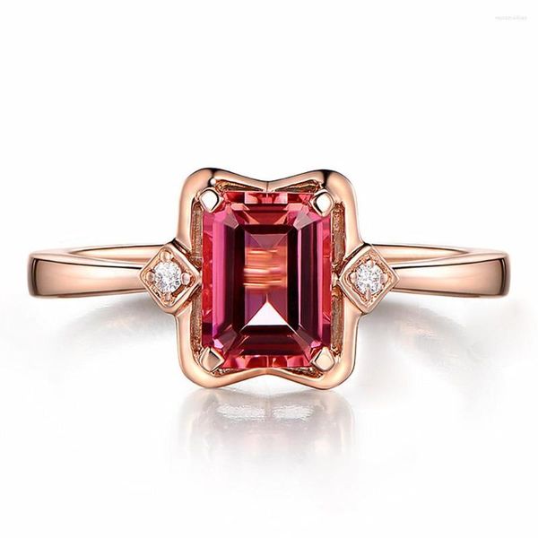 Rings de cluster moda moda concisa vermelho cristal rubi pedras de diamantes para mulheres jóias de ouro rosa jóias bijoux paga presentes acessórios de festa