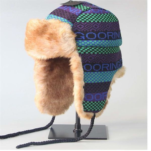Winter Faux Fur Plaid Trapper Hat Ski Ski Hat Hat Hat Flaps Designers Designers Balde Hat Moda Capas de inverno