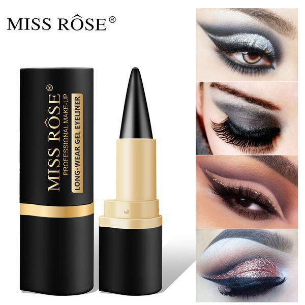Miss Rose Waterroof Eyeliner Cream Fast Dry Eyeliner Black Black Lasting Portable Natural Eye Liner Cream
