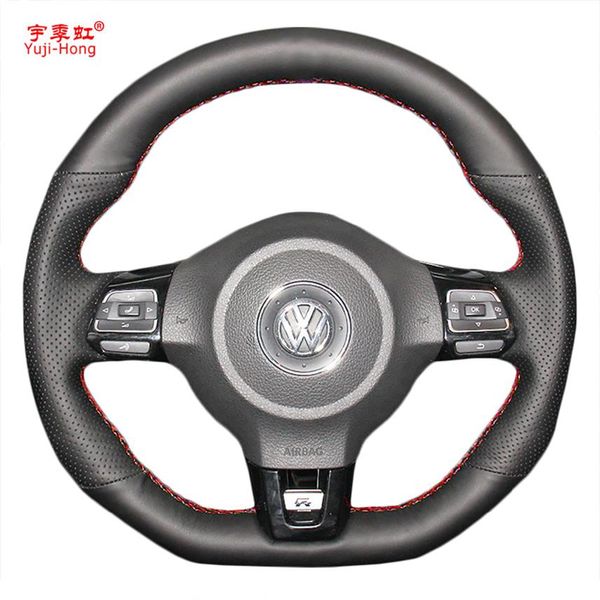 Coperchio del volante per auto Yuji-Hong Case per VW Golf 6 GTI MK6 VW POLO GTI SCIROCCO R PASSAT CC R-LINE 2010 ARTICIFICAL CETTURA251M