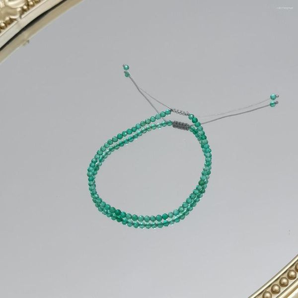 Strand Lii Ji Real Stone Green Onyx Tiny Bracciale Donna uomini 15-21 cm