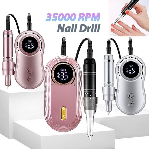 Conjunto de manicure de unhas 35000rpm Máquina de perfuração de unhas recarregável ANCELES DE ANES ACESSORES ACESSÓRIOS GEL POLLEER DE LANDER DE FERRAMENTA PROFISSIONAL MANICURE DE MANICURE 230821