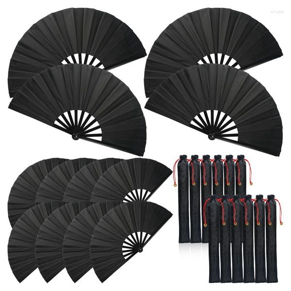 Estatuetas decorativas 12 conjuntos de ventilador dobrável grande com mangas Handsa de seda japonês Taichi Handheld Prop