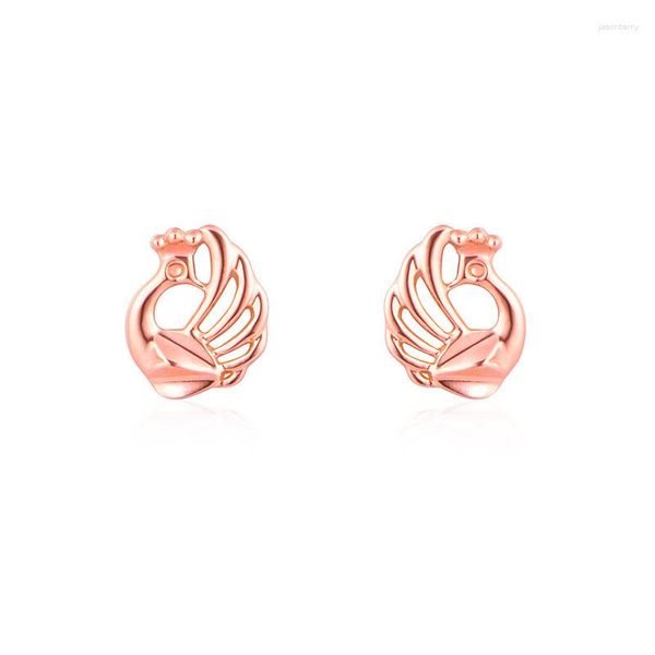 Brincos do garanhão SA Silrage Korean Versão 14K Rose Gold Gold Peacock Small prudos