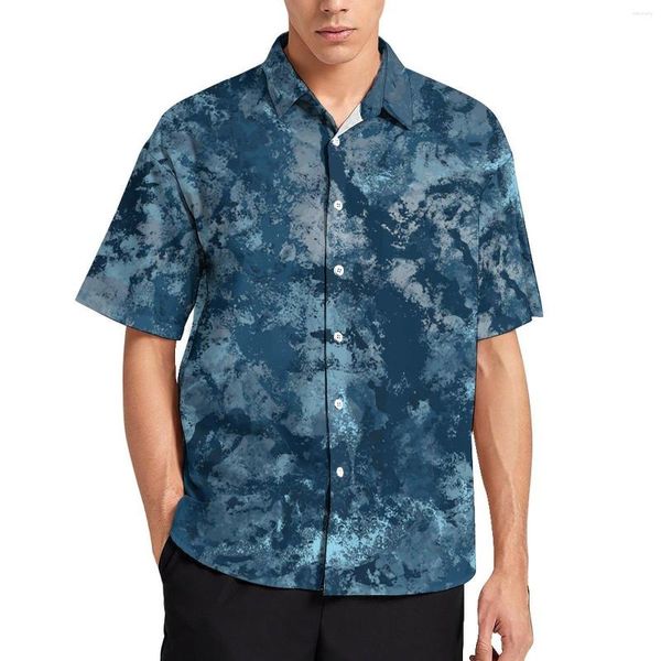Herren lässige Hemden Aquarell Krawatte Farbstoff losen Hemd Mann Strand abstrakte Kunst Grafik Kurzarm Mode übergroße Blusen