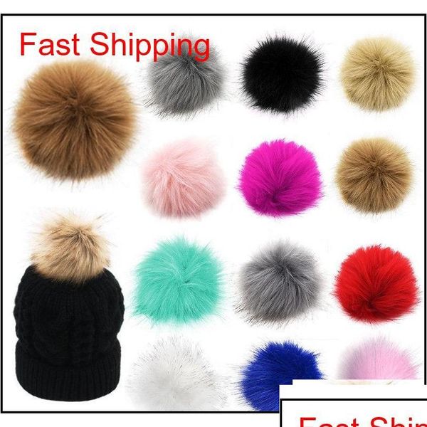 Diğer Moda Aksesuarları 10cm 12cm 14cm 15cm Pompom Ball Fux Fox Fur Fluff Bals için Pom Hat DLH331 O7SCQ DRAP TESLİMİ OTFQA