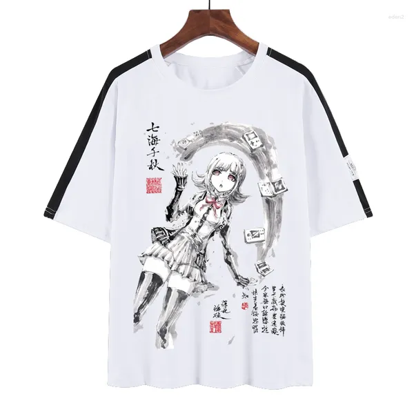 Magliette maschili anime ronpa dangan cosplay t-shirt da uomo femminile camicia inchiostro lavaggio di pittura a maniche corte top