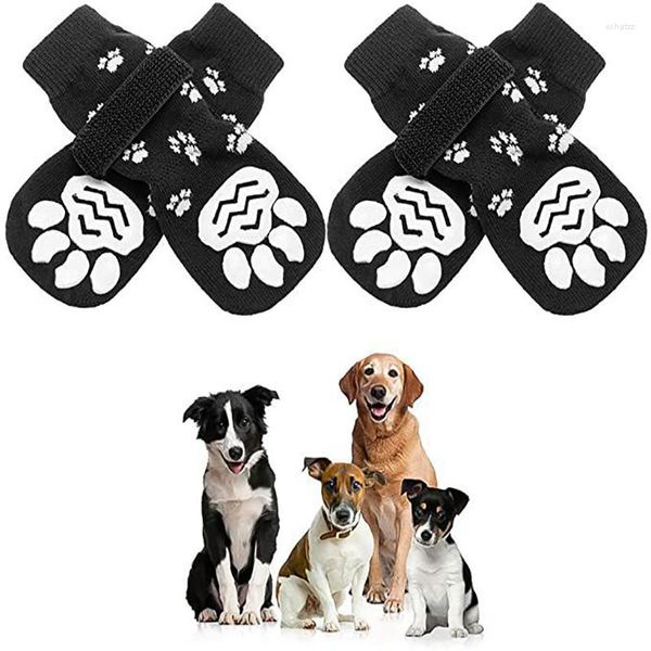 Hundekleidung 4pcs Haustiersocken Outdoor Anti -Schlupf -Einstellbares Schutz mit Klauen Typ Welpe Innenrainer -Traktionskontrolle tragen tragen