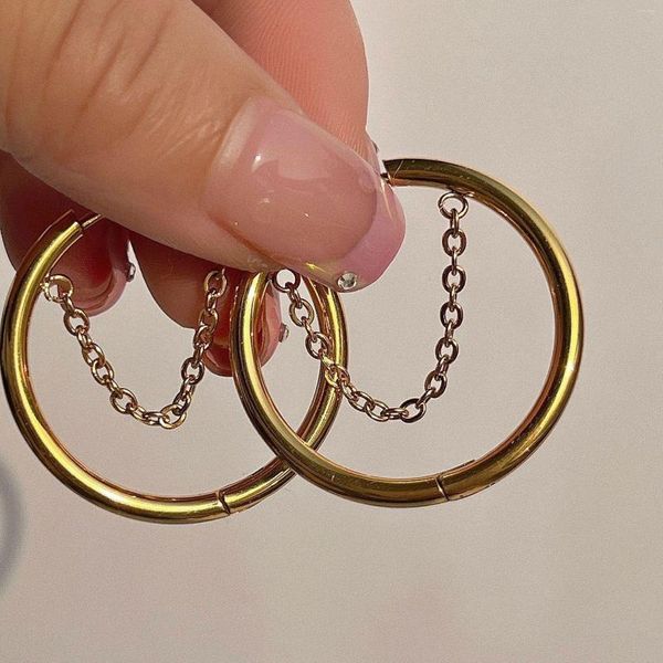 Orecchini a cerchio Fashion Round Circle in acciaio inossidabile Catena in metallo per donne Ladies Gold Placed Daily Jewelry Regali