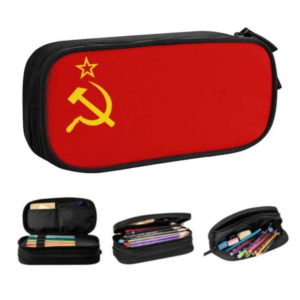 Lernen Spielzeug süße Flagge der Sowjetunion Bleistiftkoffer für Jungen Gilrs große Kapazität Russische CCCP -Bleistift -Bag -Schule Accessoires R230822