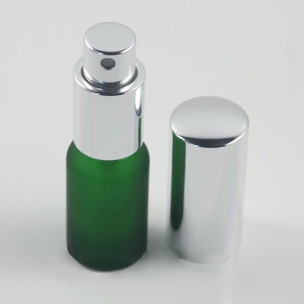 Bottiglie di stoccaggio bottiglia di lozione in vetro glassata verde spray da 10 ml di nebbia con tappo d'argento