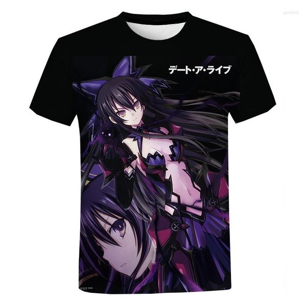 Camisetas masculinas Anime Data A LIVE 3D T-SHIRT HOMENS MHILES MAIS MAIS OFENCIDO DE MANEIRA CURTA HARAJUKU TOPS TOPS TOPS