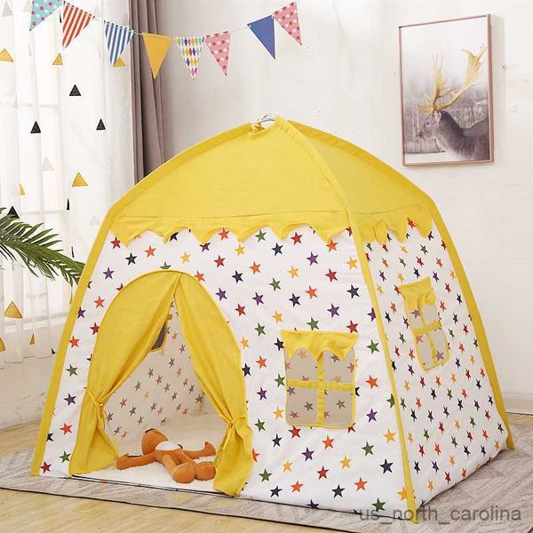 Tende giocattolo 130 * 100 * 130 cm Bambini Indoor Outdoor Tenda castello Letto Piccolo castello Casa di grandi dimensioni Gioco pieghevole Regali di compleanno R230830