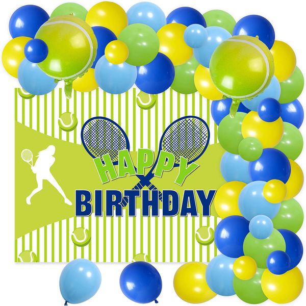 Outros suprimentos de festa de evento Cheereveal Tennis Birthday Decorações para meninos e meninas com cenário de arco de balão azul amarelo amarelo verde 230821