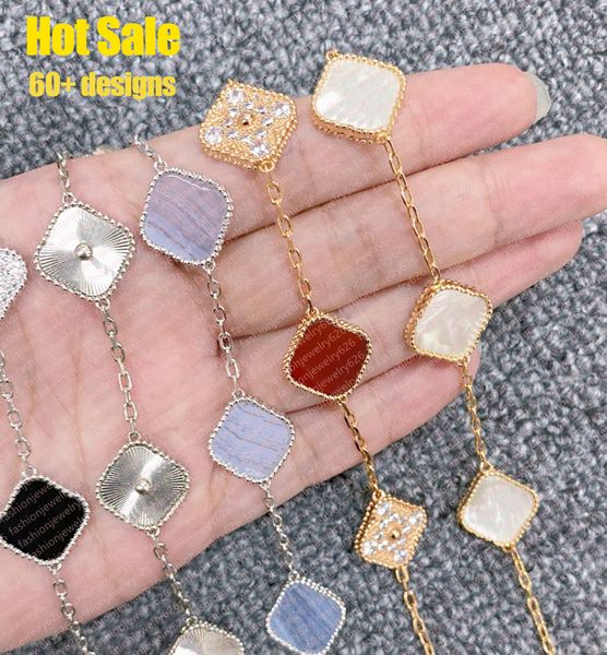 Hot Sale 4/2 Four Clover Bracelet Designer Jóias Bracelets de luxo de Luxury 18K Plate Gold AGate Diamond Fashion Bangle Chain Women Wedding Party Jewelry 60+ Designs