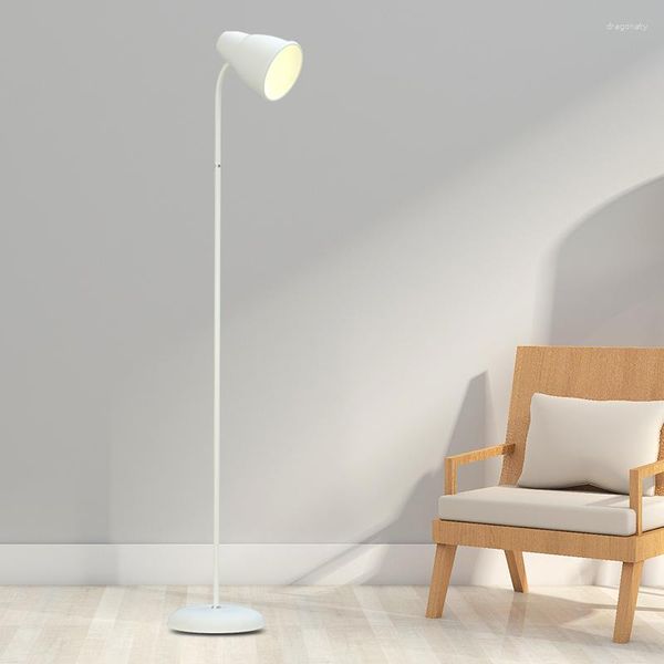 Lâmpadas de chão metal lâmpada branca capa de sombra elegante