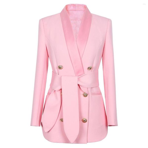 Abiti da donna 0425 2023 europei e n blazer blazer metallo a blazer leone bottone a doppio petto Mini-Suit Classic