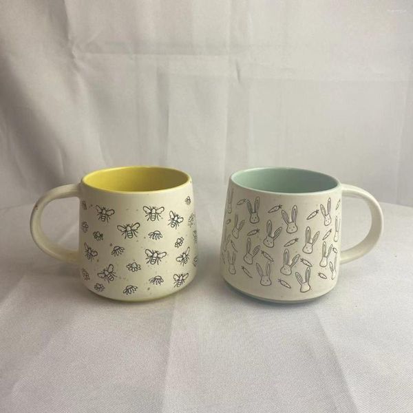 Tazze d'acqua tazza di dipinto a mano cartone animato tazze in ceramica ragazze di alto valore per ufficio caffè caffè