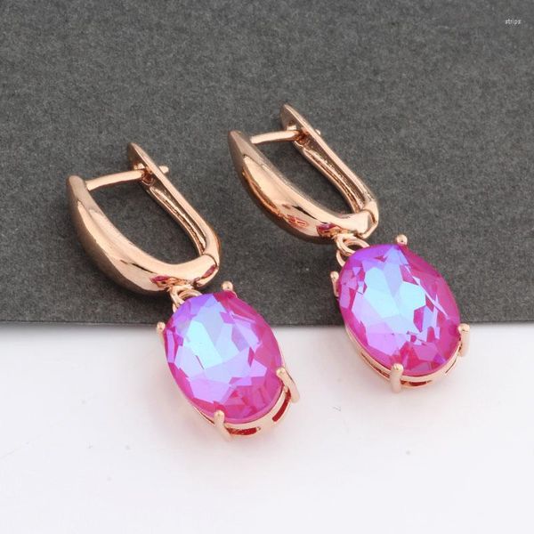 Dangle Ohrringe Trendy rosarioden Goldfarbe für Frauen Mode einfache Schmuck koreanischer Stil 2023