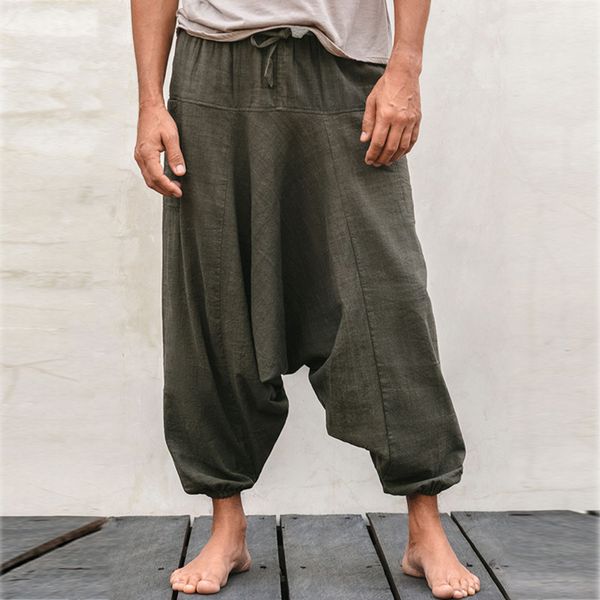 Pantaloni maschili cotone e lino casual blood bloomer hip-hop street da uomo pantaloni sportivi a nove punti Pantaloni da yoga sciolti semplici 230822 230822