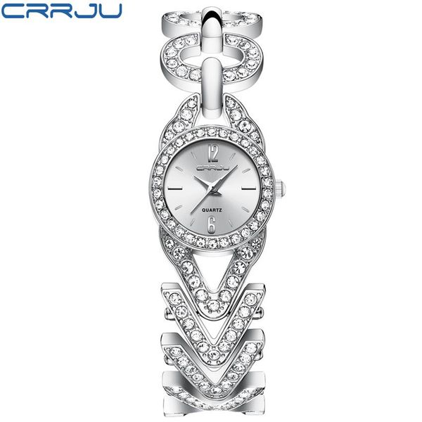 CWP 2021 Women Watches Crrju Reloj Mujer Classic Fashion Bling Diamond Braccialetti Dress Owatch da polso per donne in acciaio inossidabile clock263s