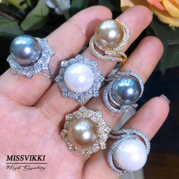 Cluster Ringe Soramoore Luxus Big Pearl für edle Frauen Party täglich Schmuck Kubikzirne Dubai Naija Braut Lady Finger Geschenk