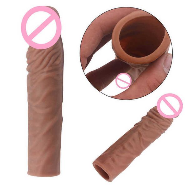 Ampliação do pênis de silicone massageador para homens manga reutilizável extensor masculino vibrador realçador loja íntima