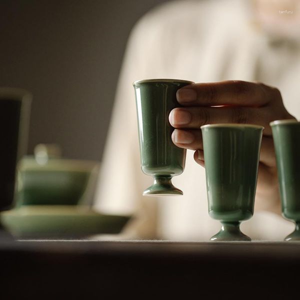 Tumbler 2 PCs Chinesische Teetasse Solild Color Cup Ceramic Tasse Tee Porzellan Getränke Glasur Töpferwaren
