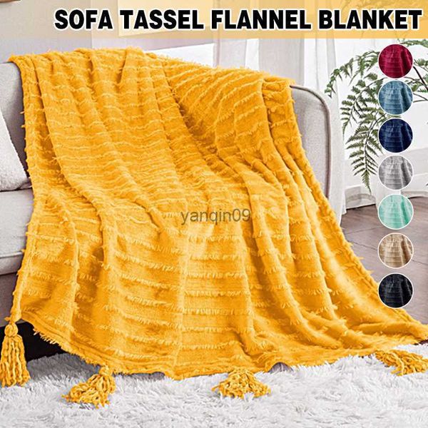 Cobertores Clanta de poliéster com borla Tassel Sofá de cama aconchegante, cobertor de camping macio, cobertor decorativo HKD230822