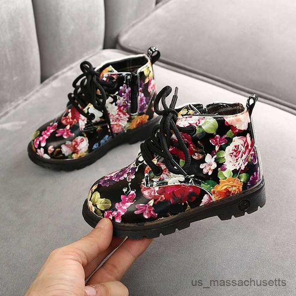 Stiefel Kids Modestiefel seit Jahren Baby Boy Schuhe Herbst Winter Baby Girls Blume weiche Lederstiefel mit Größe R230822