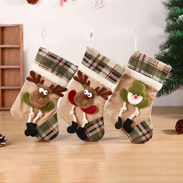 Decorações de Natal, meia, boneco de neve 3d Papai Noel Padrão de Elk Padrão de Natal Ornamentos de Presente Bolsa de Doces para Crianças