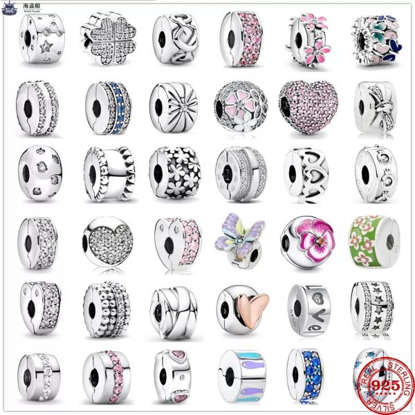 925 Sterling Silver Charm Charm Galaxy Star Cluster Fixing Clip Charm perla per Pandora Charms Authentic 925 perle d'argento