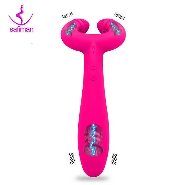 Massagegerät, Doppelpenetration, 3 Motoren, Dildo-Vibrator für Frauen, Männer, Erwachsene, Paare, Nippel, Klitoris, Vagina, Penis-Stimulator