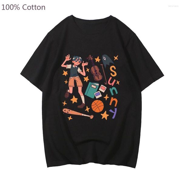 Camicie da uomo 2023 Game Omori Sunny T-shirt harajuku maglietta a maniche corte cotone cotone casual top da streetwear kawaii da uomo cartone animato/wo