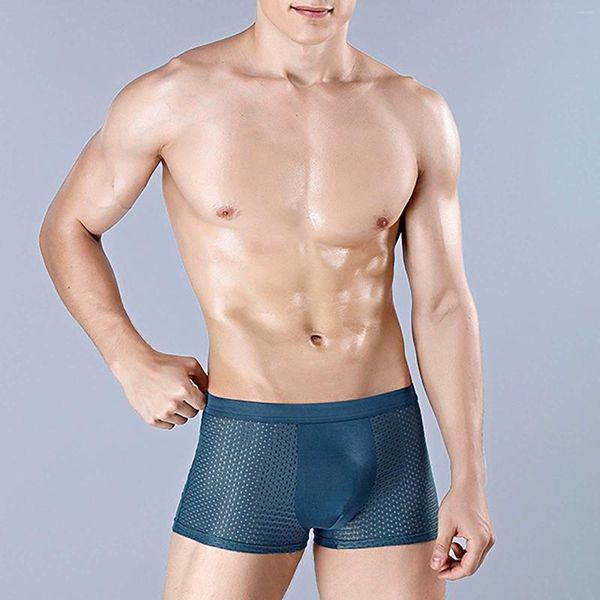 Underpantes, seda sexy de seda licenciada masculino boxers respiráveis ​​cuecas cuecas masculinos boxer shorts gelo homens calcinha sem costura
