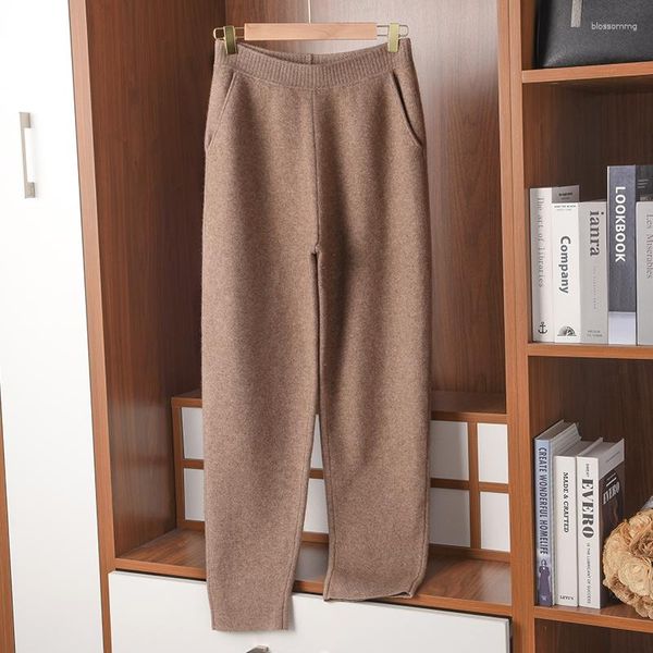 Pantaloni da donna in stile straniero versatile cashmere a maglia donna versione coreana nonna casual dimagranta lana di lana Harlan