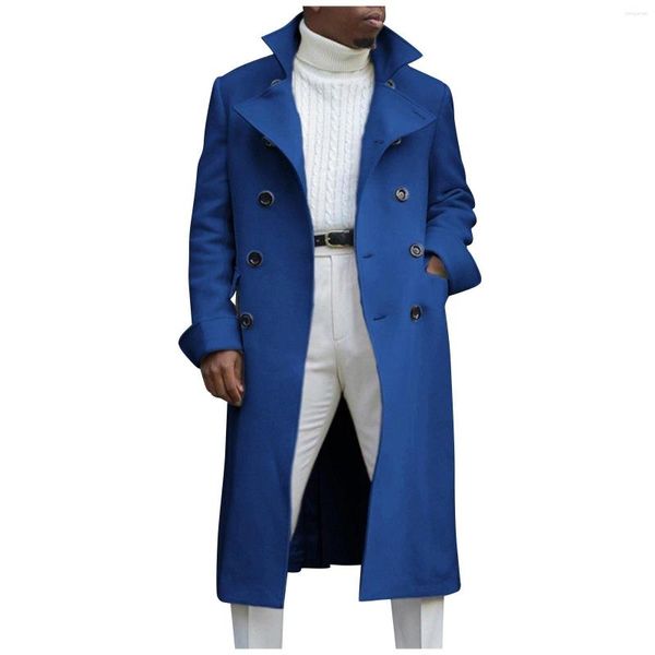 Мужские куртки зима твердый цвет двойной шерстяной пальто двойной грудь с расширенным повседневным свитером кардиганский слой палаток
