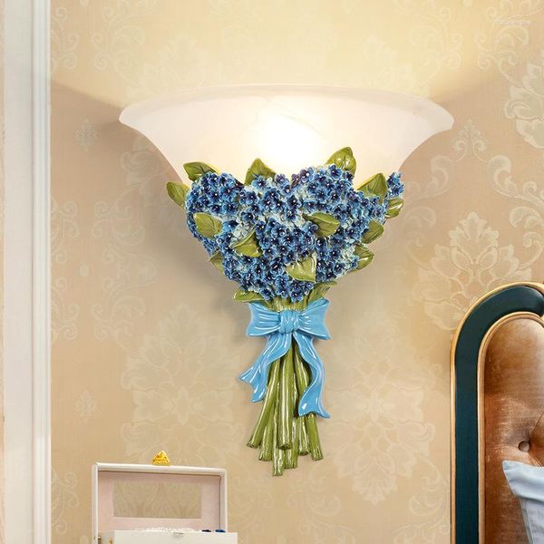 Lâmpada de parede sandyha resina de flor romântica Sofás para sala de jantar Sala Tableau de decoração de decoração de corredor mural