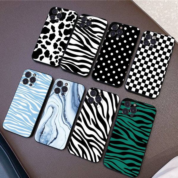 Custodia per telefono zebra di zebra di mucca Silicone morbido per iPhone 14 13 12 11 Pro Mini XS Max 8 7 6 Plus XS XR Cover