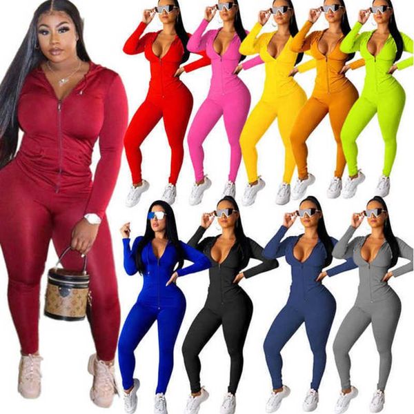 Einzelhandel Designer Womens Sportswear Pink Color Tracksuits Plus Size 3xl 4xl Langarm Zwei Stücke Set Hoodie Legging Outfits Bodyco284c