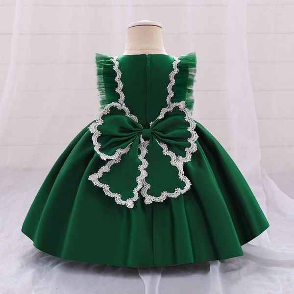 Mädchenkleider große Bogenmädchen Kleid Kleid solide elegante Kleinkind Kinder taufe Geburtstag Vestidos Hochzeiten Party Prinzessin geborene 1. Kleidung